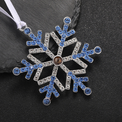 Personalised Photo Projection Blue/Pink Snowflake Christmas Ornament - Christmas Tree Pendant | Jessemade