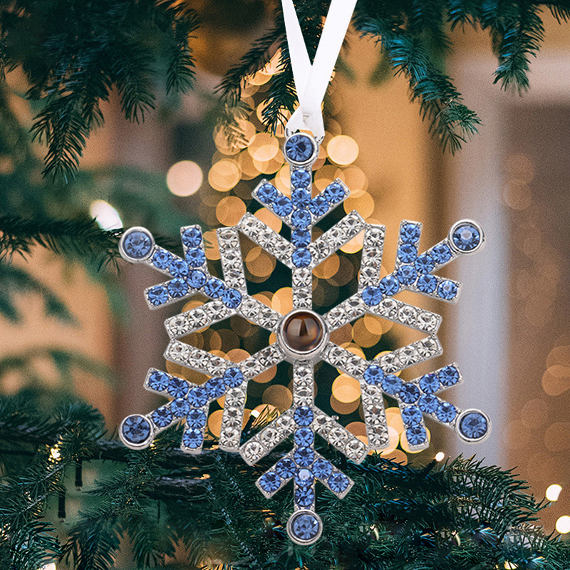 Personalised Photo Projection Blue/Pink Snowflake Christmas Ornament - Christmas Tree Pendant | Jessemade