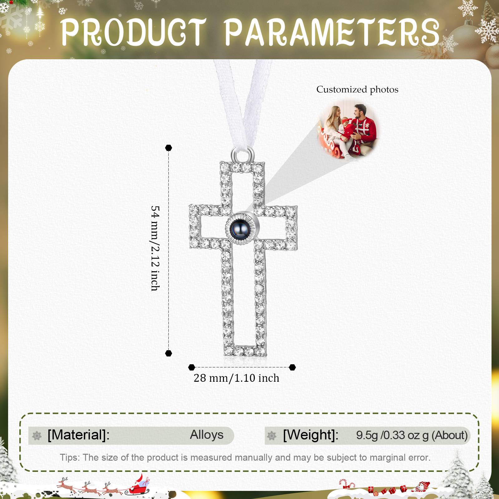 Personalized Photo Projection Cross Ornament – A Heartfelt Christmas Gift for Family | Jessemade