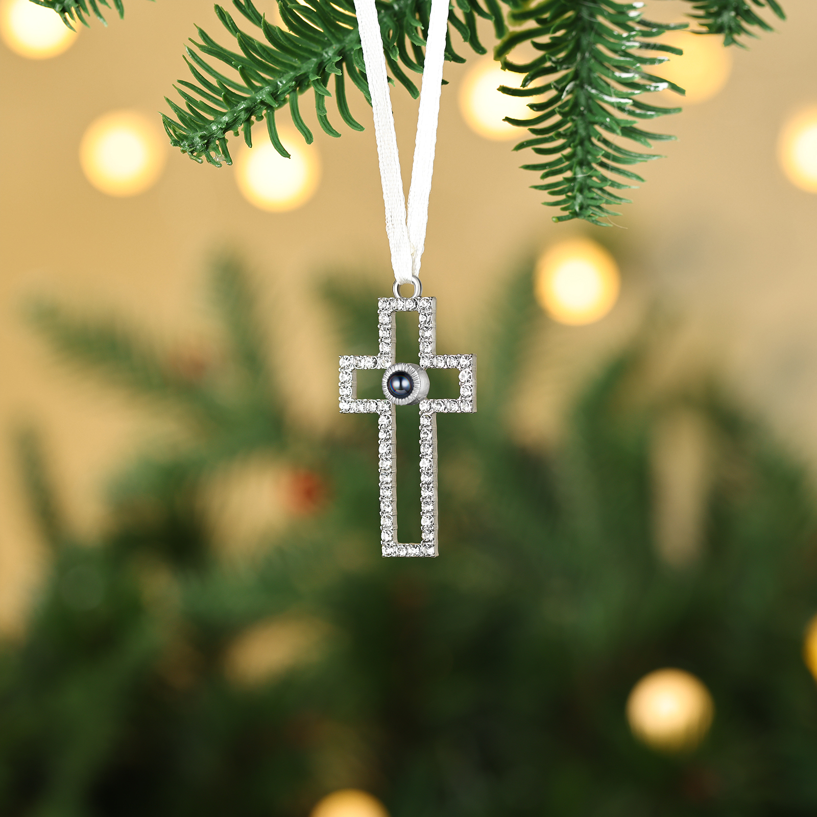 Personalized Photo Projection Cross Ornament – A Heartfelt Christmas Gift for Family | Jessemade