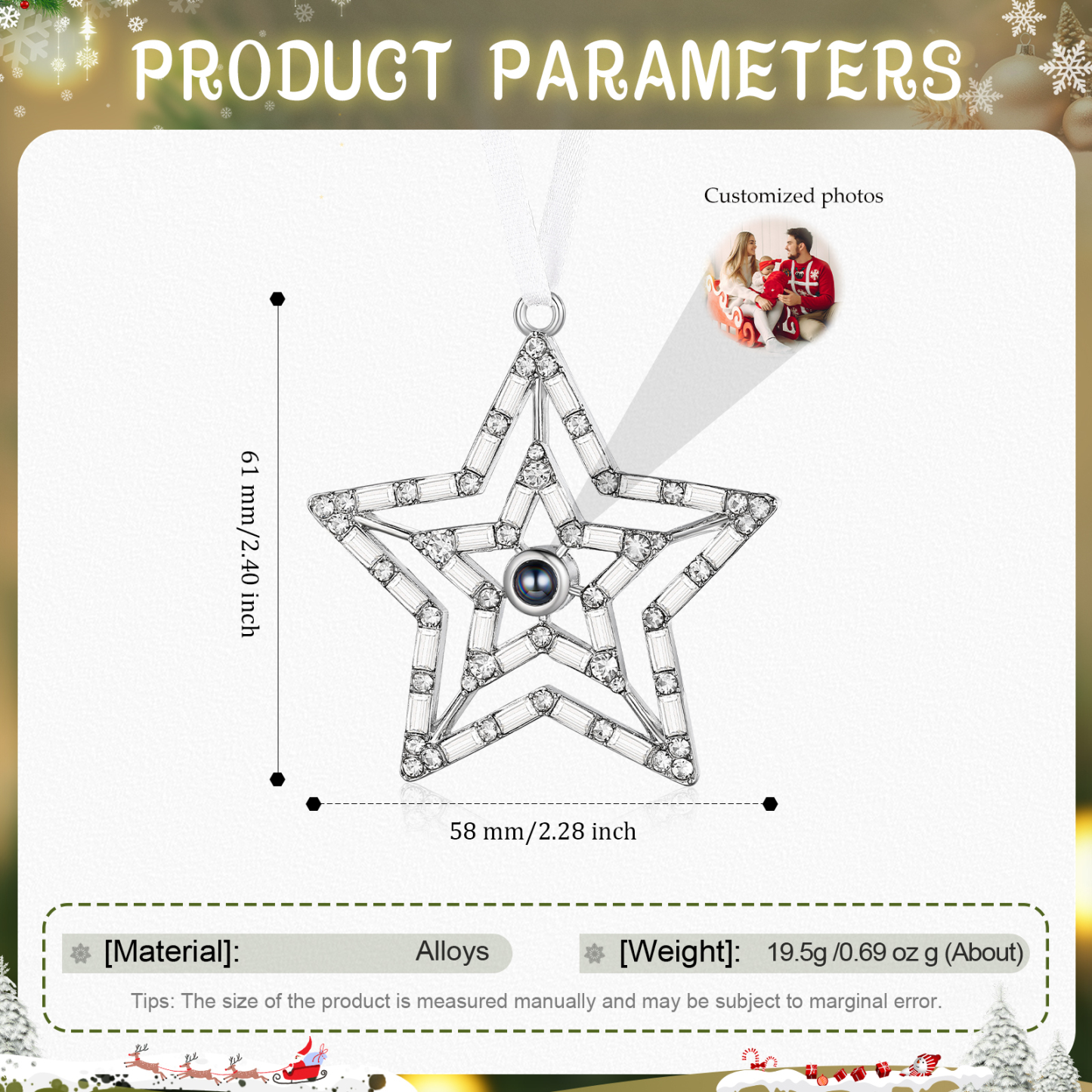 Personalised Double-Layer Star Photo Projection Ornament – A Memorable Christmas Gift for Family | Jessemade