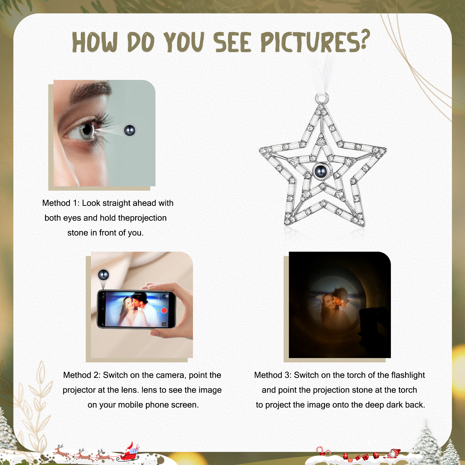 Personalised Double-Layer Star Photo Projection Ornament – A Memorable Christmas Gift for Family | Jessemade