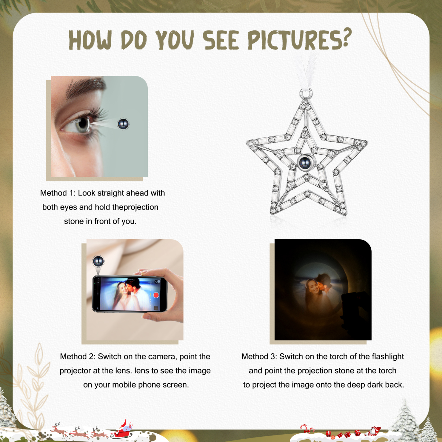 Personalised Double-Layer Star Photo Projection Ornament – A Memorable Christmas Gift for Family | Jessemade
