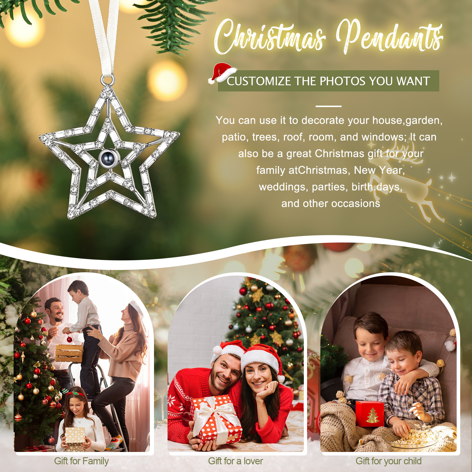 Personalised Double-Layer Star Photo Projection Ornament – A Memorable Christmas Gift for Family | Jessemade