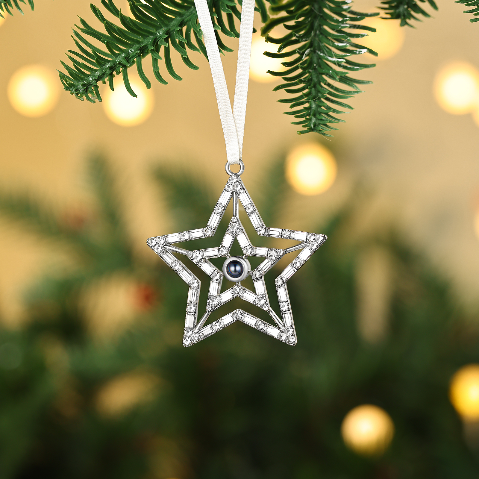 Personalised Double-Layer Star Photo Projection Ornament – A Memorable Christmas Gift for Family | Jessemade