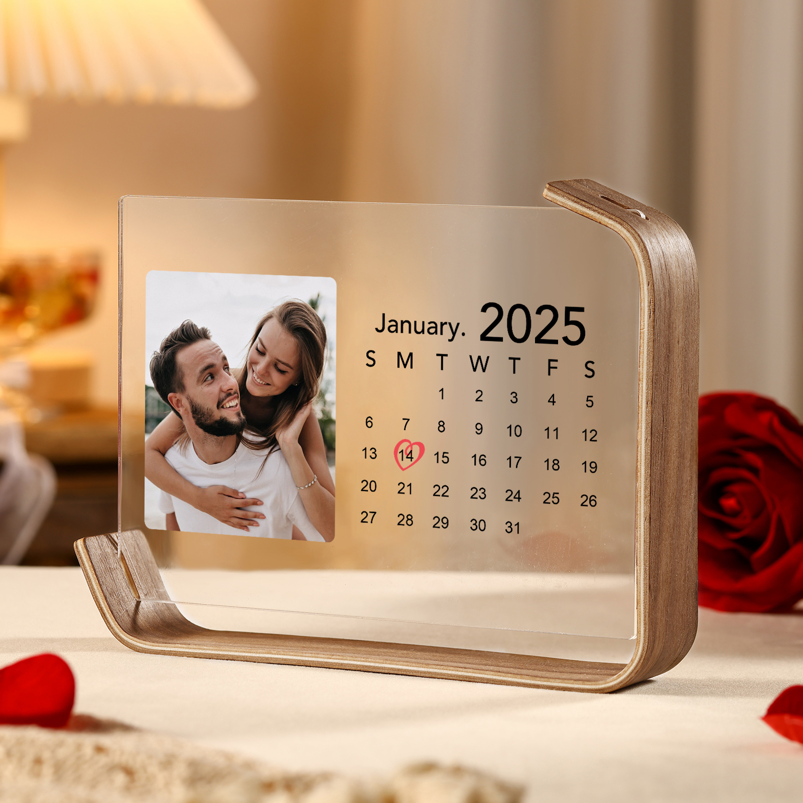 Personalised Couple’s Anniversary Calendar Ornament - Customise 1 Photo and 1 Date, Valentine’s Day Gift for Couple | Jessemade