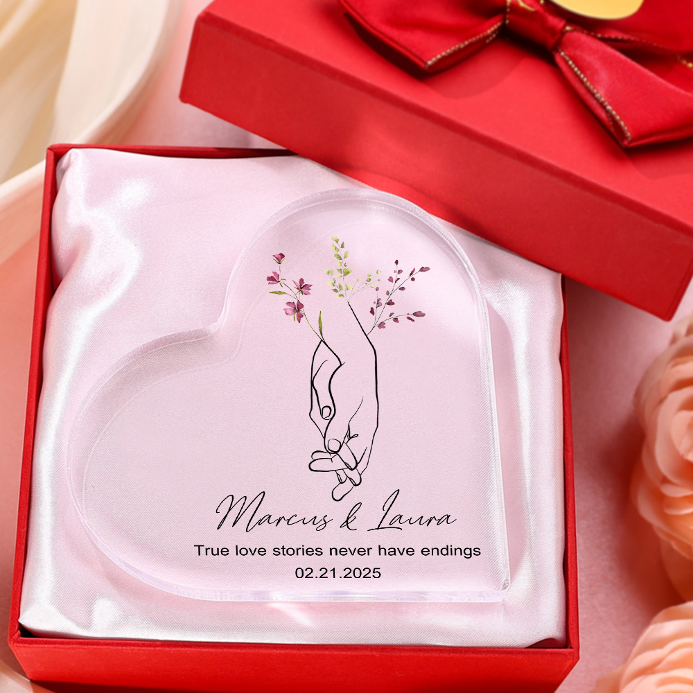 Personalised Heart-Shaped Acrylic Ornament - Customized 2 Names & 1 Date & & 1 Text, Home Decoration, Valentine’s Day Gift for Him | Jessemade