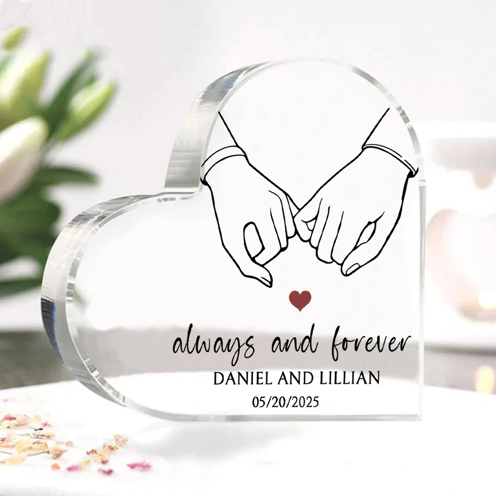 Personalised Heart-Shaped Acrylic Ornament - "Always and Forever" - Customized 2 Names & 1 Date, Home Decoration, Valentine’s Day Gift for Him | Jessemade