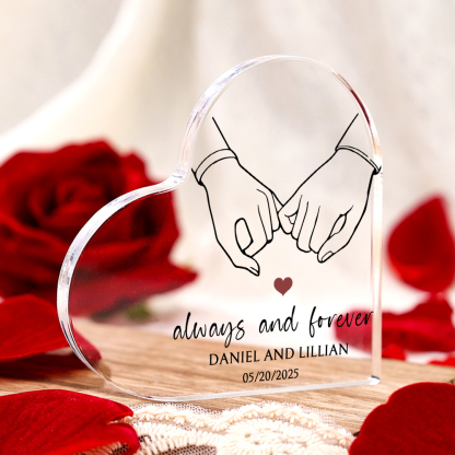 Personalised Heart-Shaped Acrylic Ornament - "Always and Forever" - Customized 2 Names & 1 Date, Home Decoration, Valentine’s Day Gift for Him | Jessemade