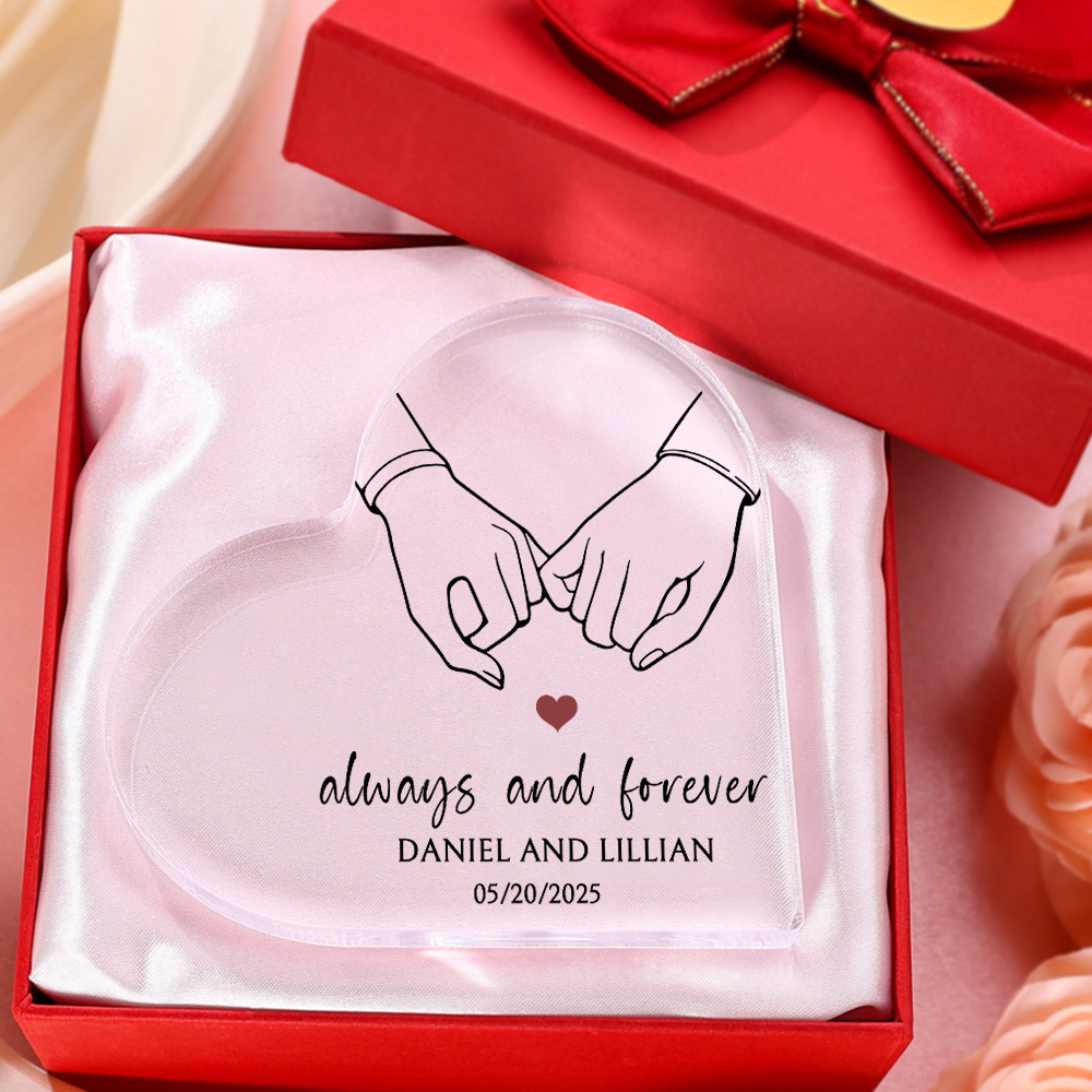 Personalised Heart-Shaped Acrylic Ornament - "Always and Forever" - Customized 2 Names & 1 Date, Home Decoration, Valentine’s Day Gift for Him | Jessemade