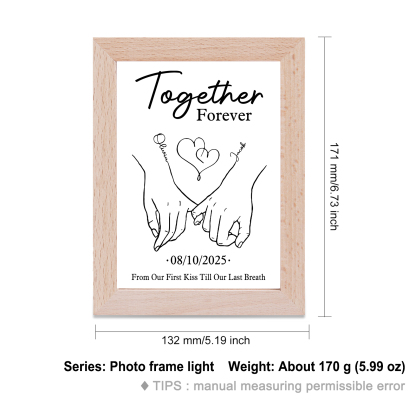Personalised Frame Night Light – with Custom Names and Date - "Together Forever"  | Valentine’s Day Gift for Him/Her | Jessemade