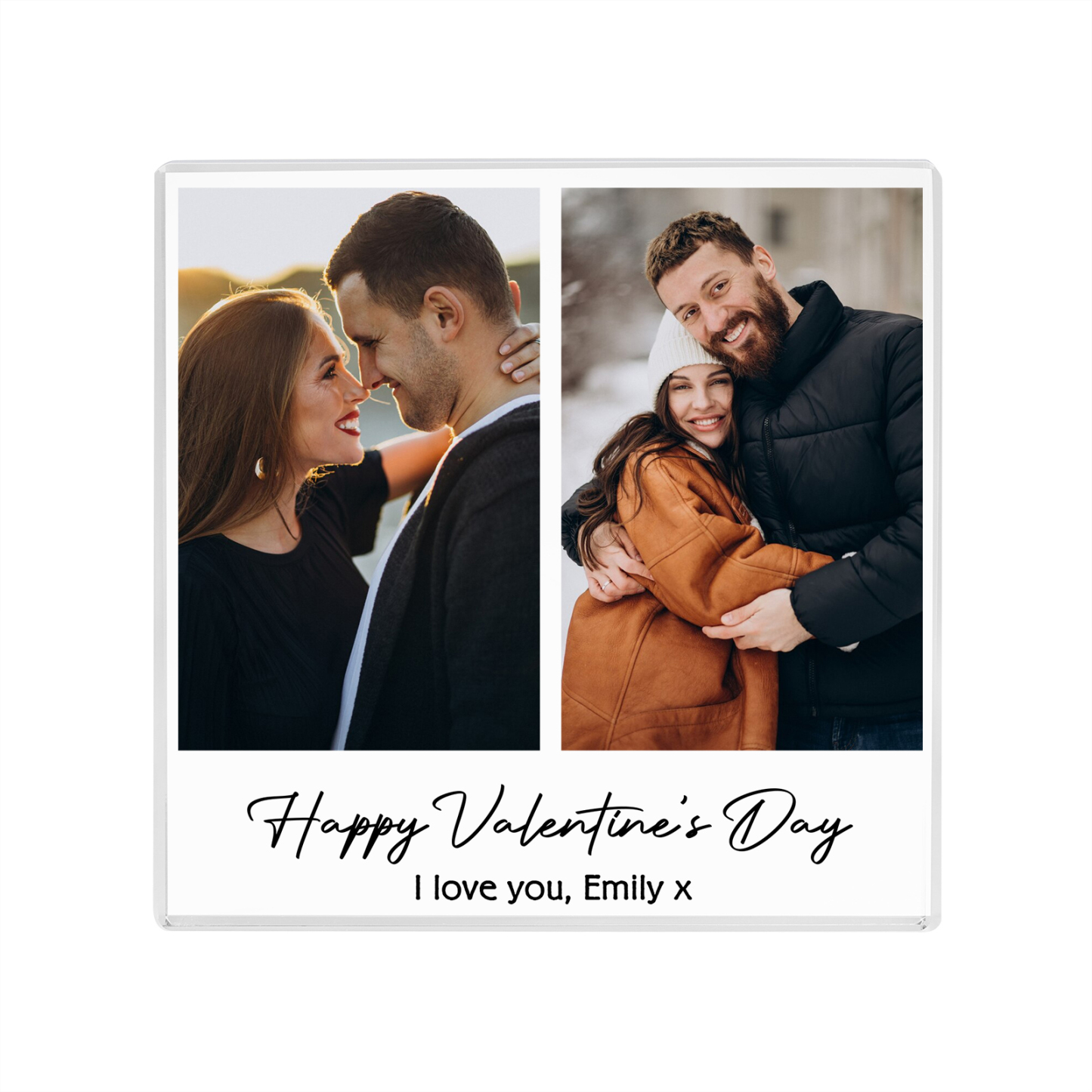 Personalised Acrylic Ornament – Custom 2 Photos & “Happy Valentine’s Day” Design with Romantic Text – Valentine’s Day Gift for Her | Jessemade