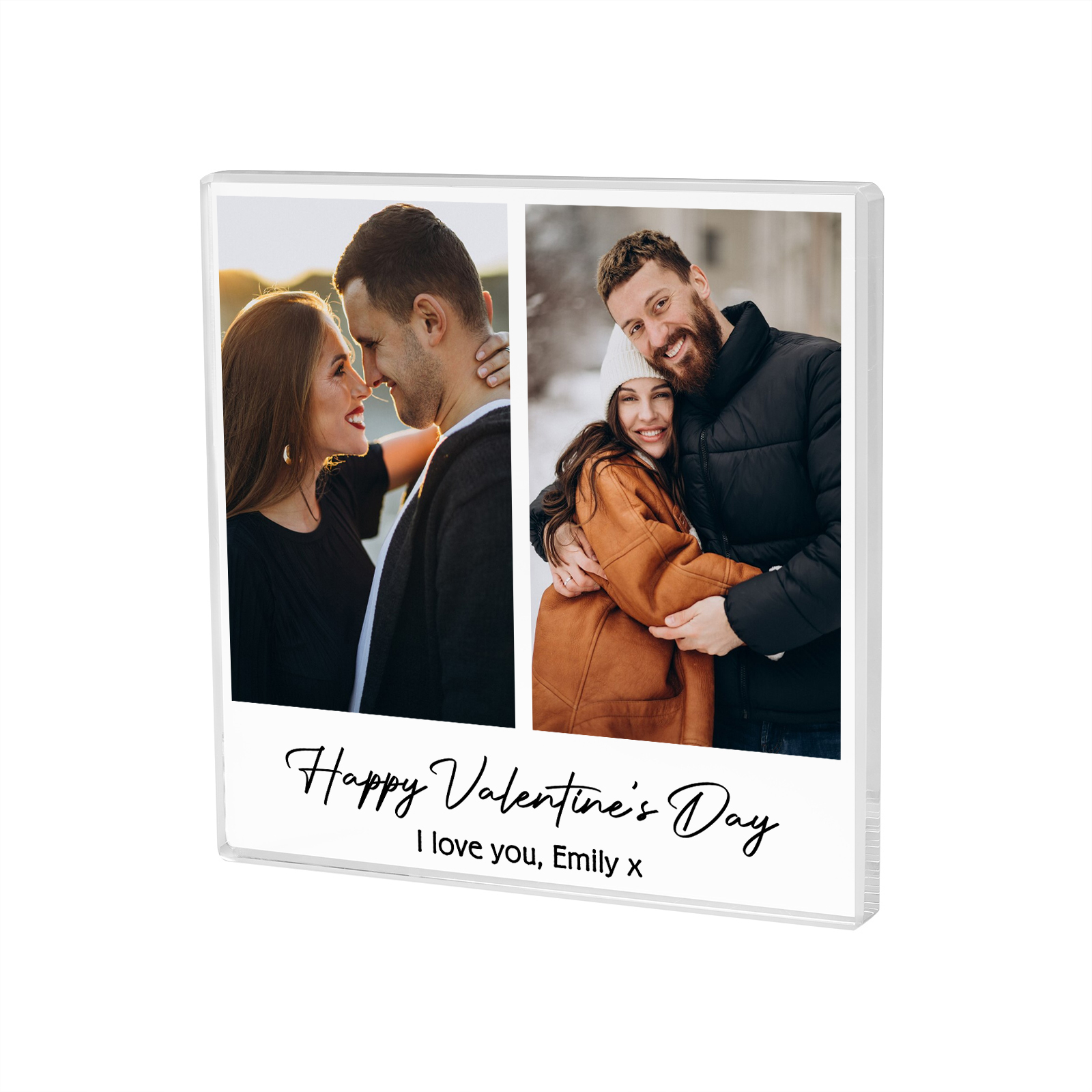Personalised Acrylic Ornament – Custom 2 Photos & “Happy Valentine’s Day” Design with Romantic Text – Valentine’s Day Gift for Her | Jessemade