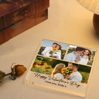 Personalised Acrylic Ornament – Custom 3 Photos & “Happy Valentine’s Day” Design with Romantic Text – Valentine’s Day Gift for Her | Jessemade