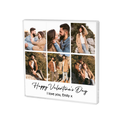 Personalised Acrylic Ornament – Custom 6 Photos & “Happy Valentine’s Day” Design with Romantic Text – Valentine’s Day Gift for Her | Jessemade