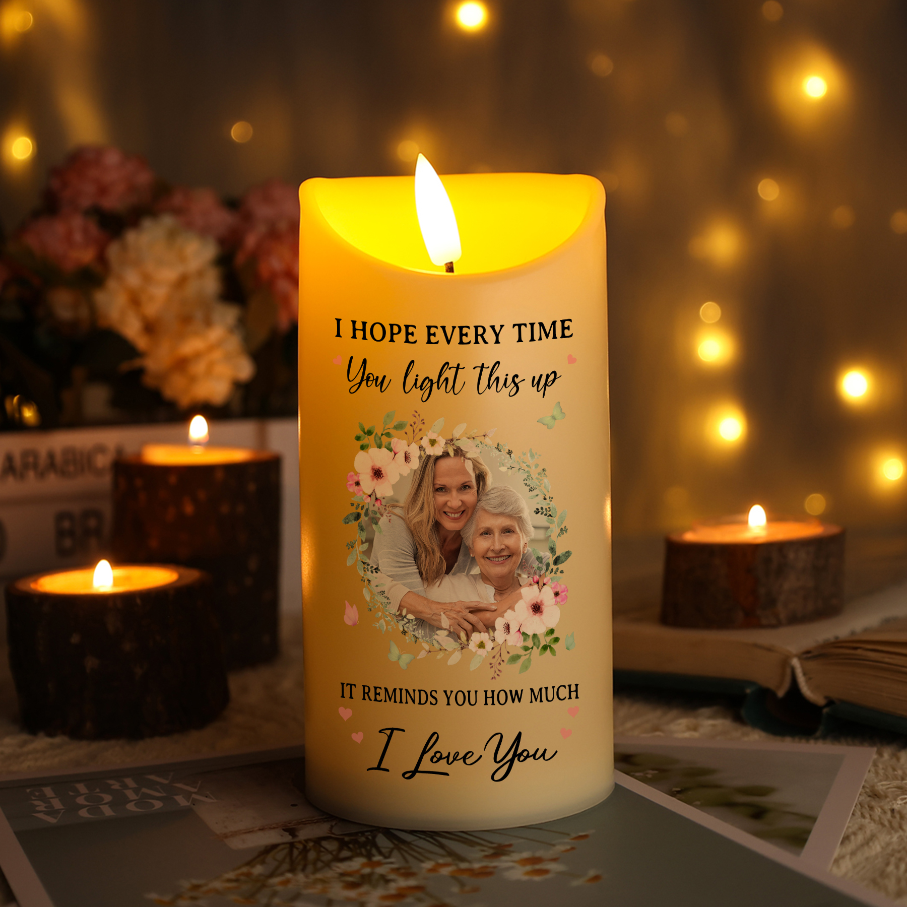 Personalised Memorial LED Candle with Custom Photo – Gift Commemorativ
