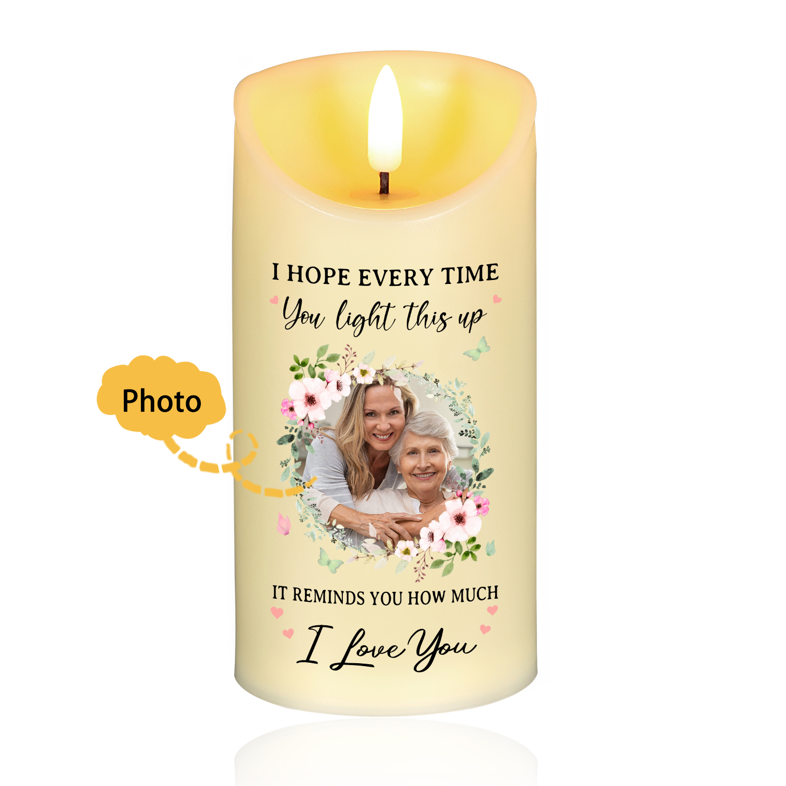 Personalised Memorial LED Candle with Custom Photo – Gift Commemorative for Family | Jessemade