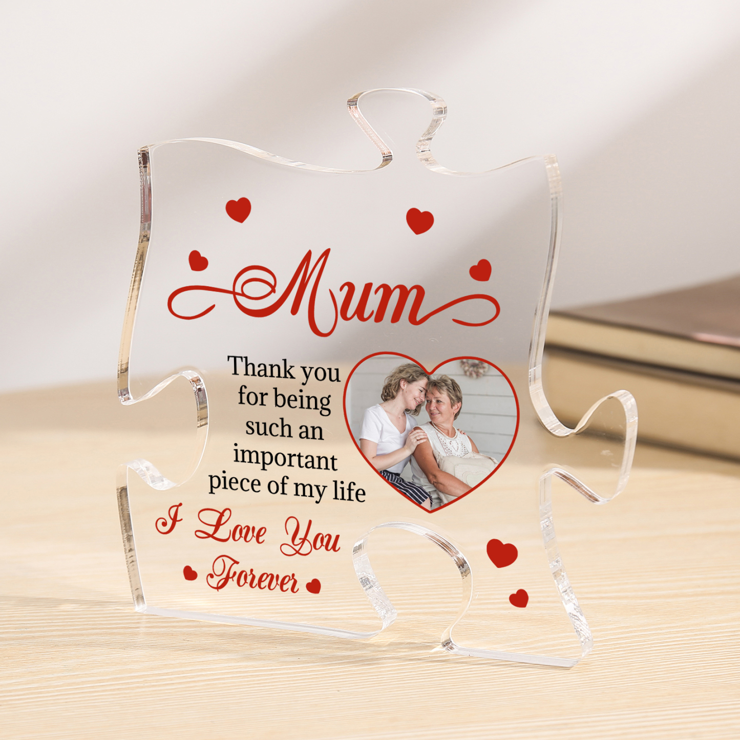 Personalised Puzzle Piece Acrylic Ornament – Custom Photo – "Thank You for Being an Important Piece of My Life" – Unique Mother's Day Gift for Her | Jessemade