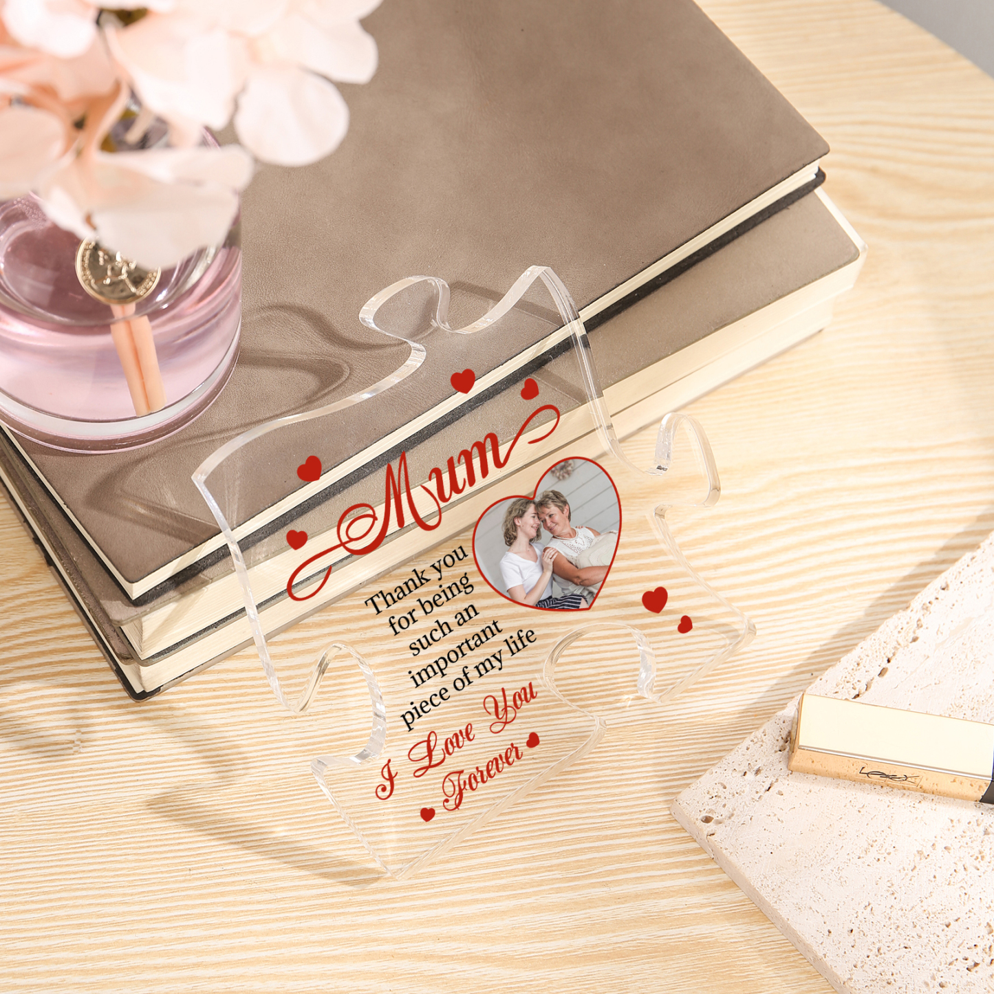Personalised Puzzle Piece Acrylic Ornament – Custom Photo – "Thank You for Being an Important Piece of My Life" – Unique Mother's Day Gift for Her | Jessemade