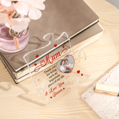Personalised Puzzle Piece Acrylic Ornament – Custom Photo – "Thank You for Being an Important Piece of My Life" – Unique Mother's Day Gift for Her | Jessemade