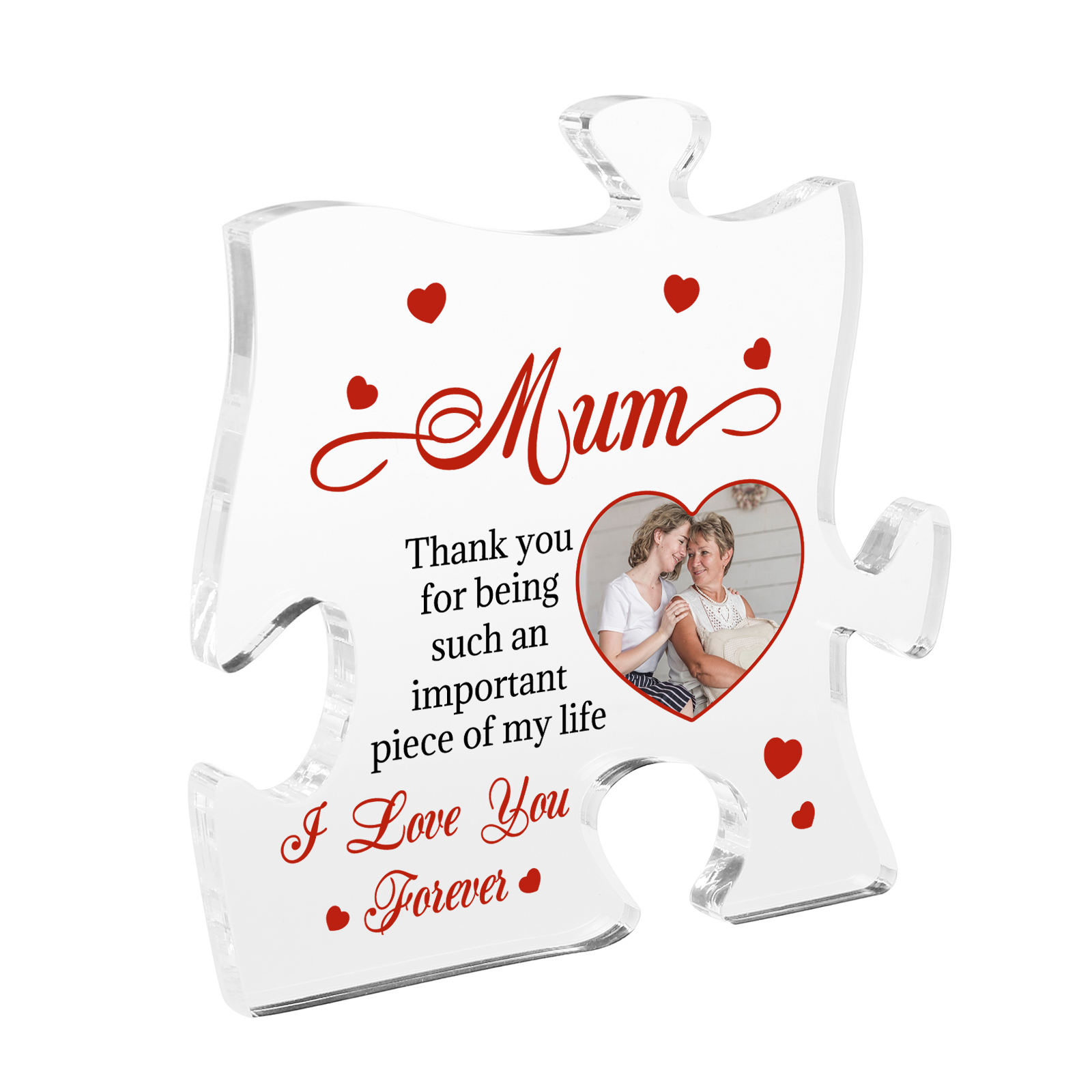 Personalised Puzzle Piece Acrylic Ornament – Custom Photo – "Thank You for Being an Important Piece of My Life" – Unique Mother's Day Gift for Her | Jessemade