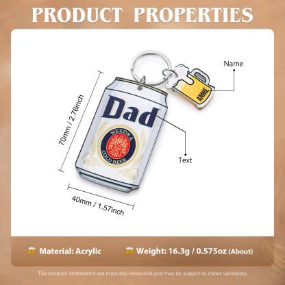 Funny ‘Dad Needs a Cold Beer’ Personalised Keyring for Men – Ideal Father’s Day Gift | Jessemade