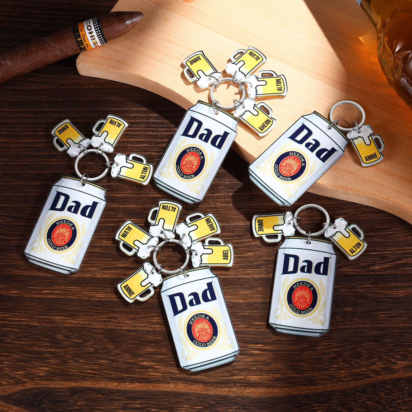 Funny ‘Dad Needs a Cold Beer’ Personalised Keyring for Men – Ideal Father’s Day Gift | Jessemade