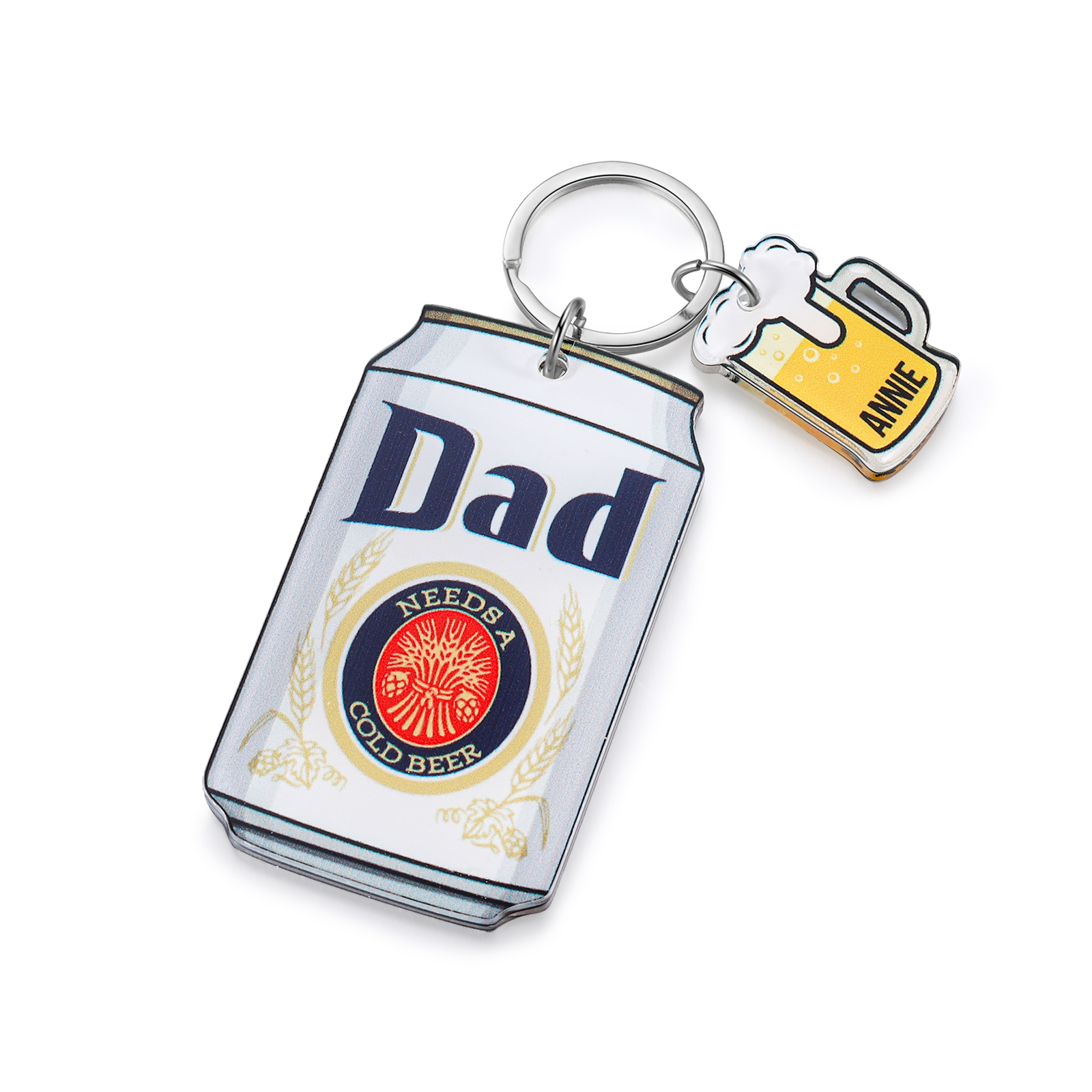 Funny ‘Dad Needs a Cold Beer’ Personalised Keyring for Men – Ideal Fat