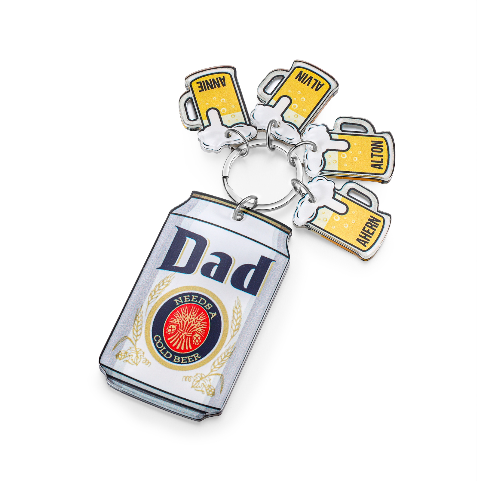 Funny ‘Dad Needs a Cold Beer’ Personalised Keyring for Men – Ideal Father’s Day Gift | Jessemade
