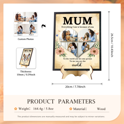 Personalised 4 Photos Wooden Ornament Ornament for Mother's Day | Jessemade