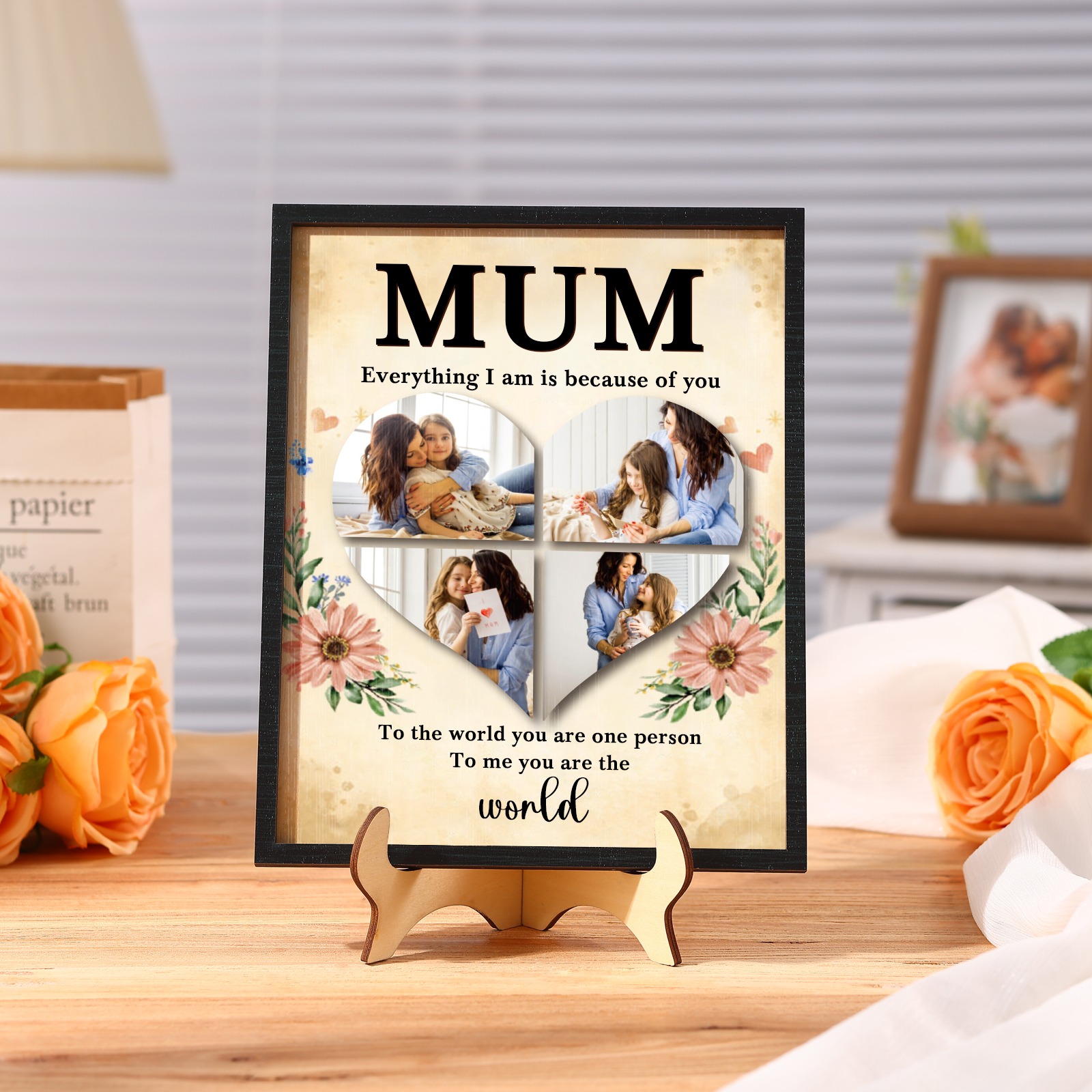 Personalised 4 Photos Wooden Ornament Ornament for Mother's Day | Jessemade