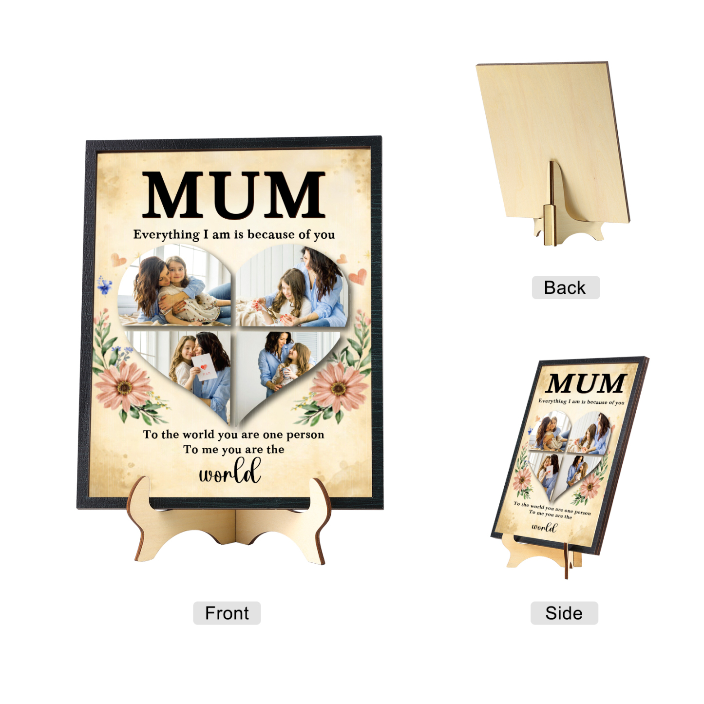 Personalised 4 Photos Wooden Ornament Ornament for Mother's Day | Jessemade
