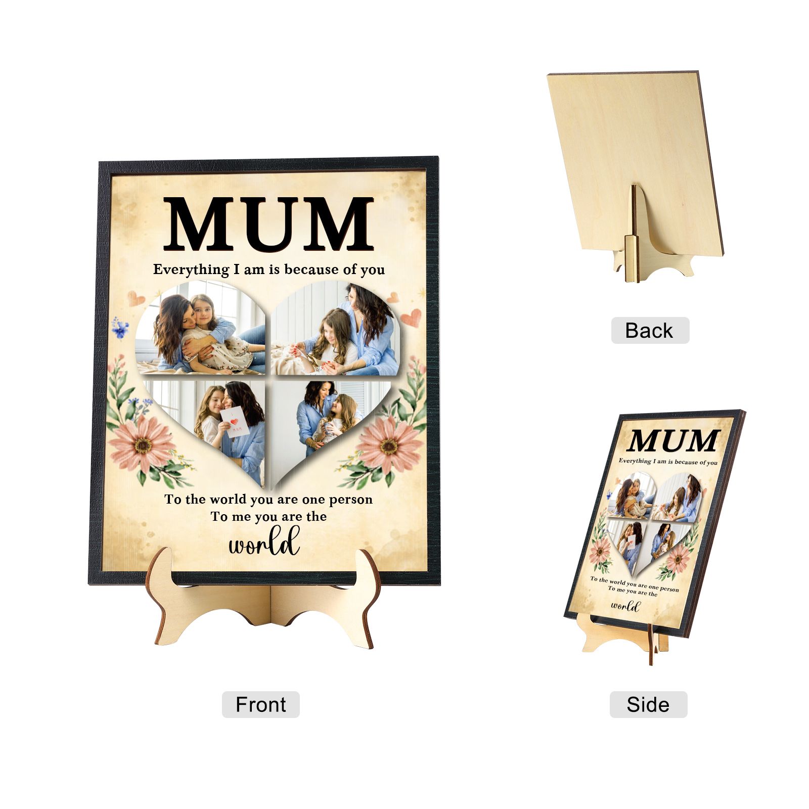 Personalised 4 Photos Wooden Ornament Ornament for Mother's Day | Jessemade