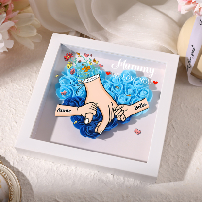 Custom Personalised Names Flower Frame – Hand-in-Hand Family Keepsake for Mum, Nan & Friends with 5 Colour Options | Jessemade
