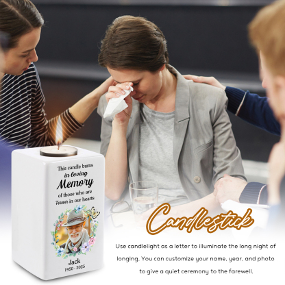 Personalised Photo Memorial Candle Holder - Custom Name & Dates Memorial Gift | Jessemade