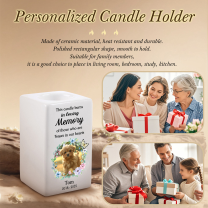 Personalised Photo Memorial Candle Holder - Custom Name & Dates Memorial Gift | Jessemade