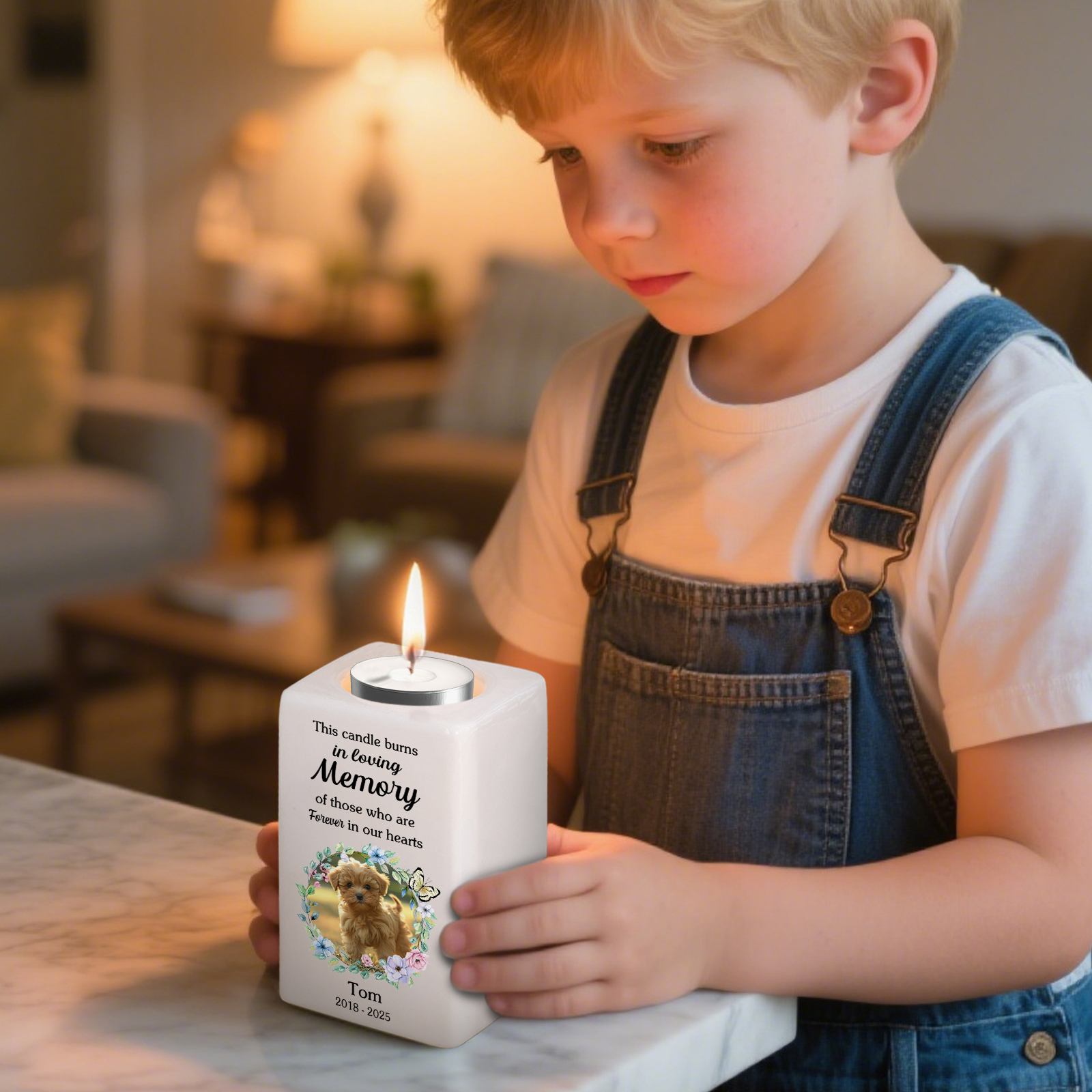 Personalised Photo Memorial Candle Holder - Custom Name & Dates Memorial Gift | Jessemade