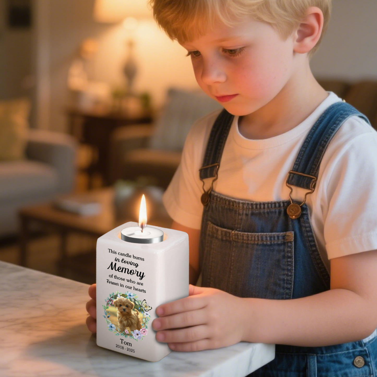 Personalised Photo Memorial Candle Holder - Custom Name & Dates Memorial Gift | Jessemade