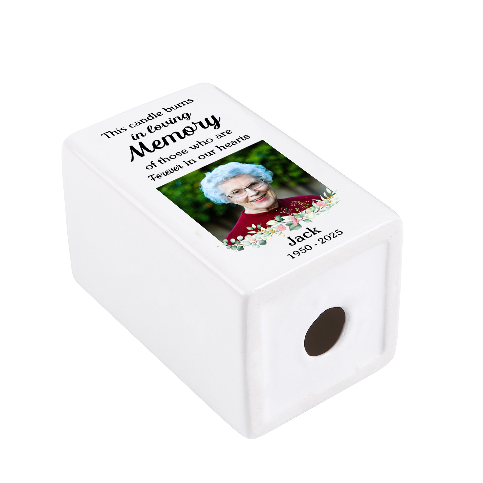 Personalised Photo Memorial Candle Holder - Custom Name & Dates Memorial Gift | Jessemade
