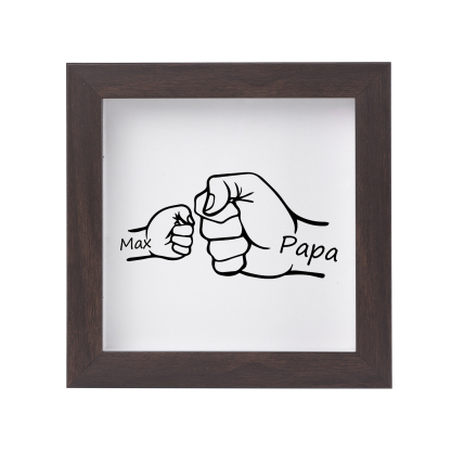 1 Name-Personalised Dad Family Fist Bump Frame Wooden Ornament Custom