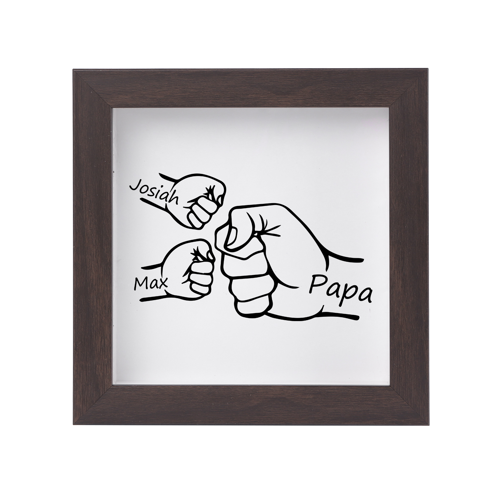 2 Names & 1 Text-Personalised Fist Bump Frame Wooden Ornament Custom P