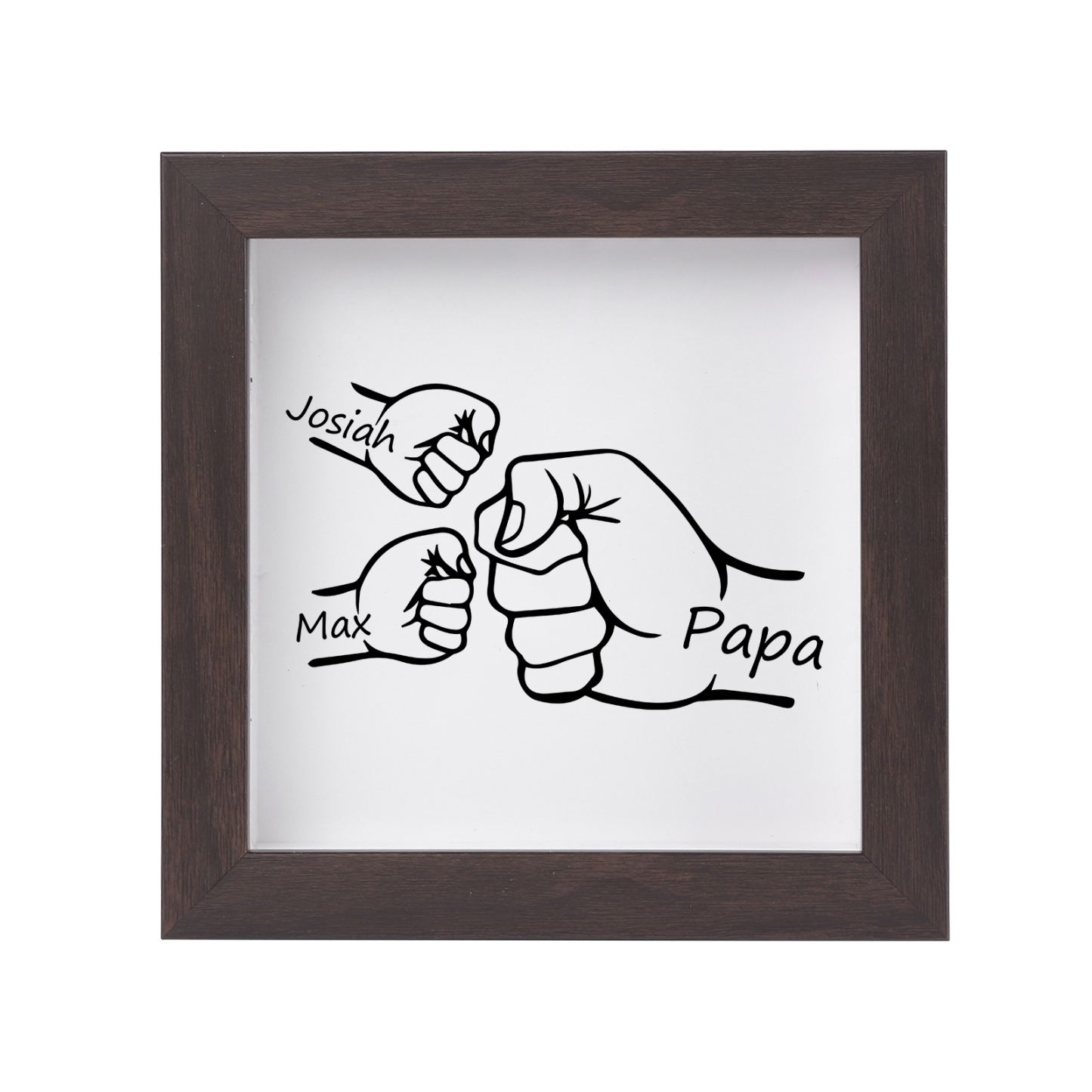 2 Names & 1 Text-Personalised Fist Bump Frame Wooden Ornament Custom P