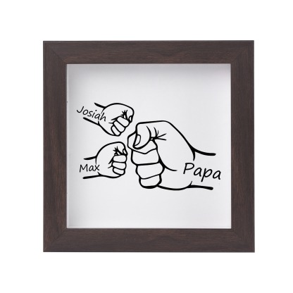 2 Names & 1 Text-Personalised Fist Bump Frame Wooden Ornament Custom P