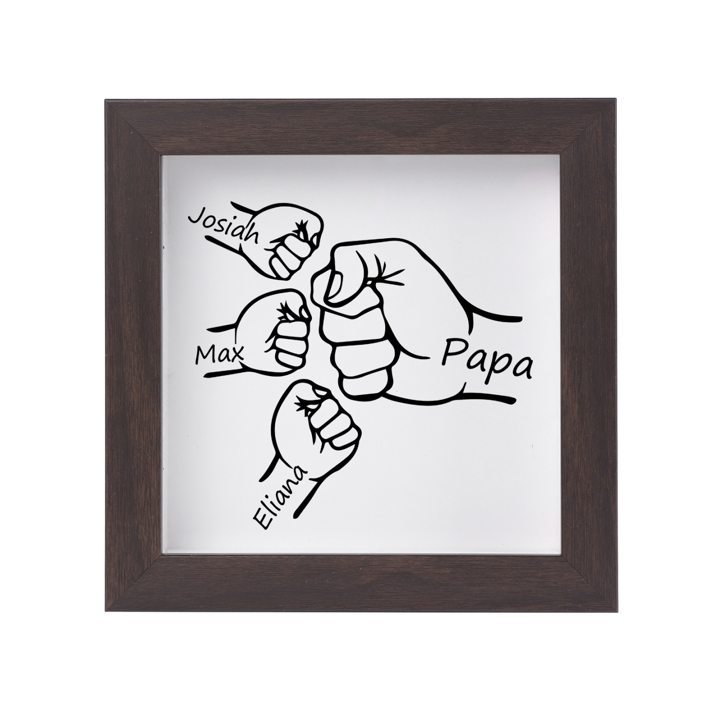 3 Names & 1 Text-Personalised Fist Bump Frame Wooden Ornament Custom Plaque Home Decoration for Father | Jessemade