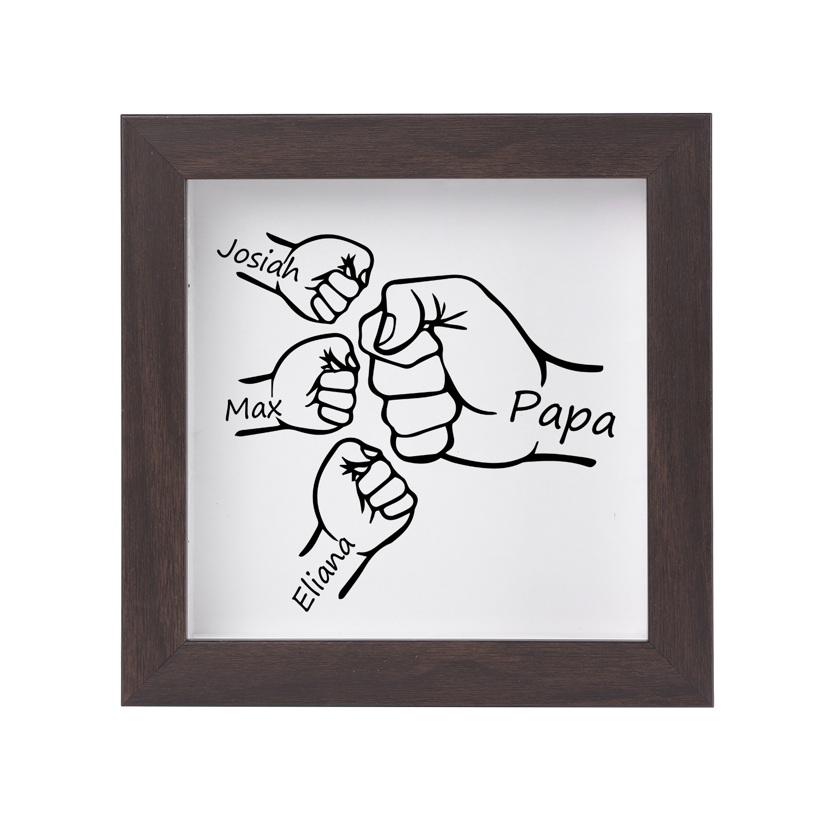 3 Names & 1 Text-Personalised Fist Bump Frame Wooden Ornament Custom Plaque Home Decoration for Father | Jessemade