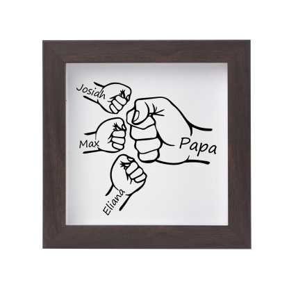 3 Names & 1 Text-Personalised Fist Bump Frame Wooden Ornament Custom Plaque Home Decoration for Father | Jessemade