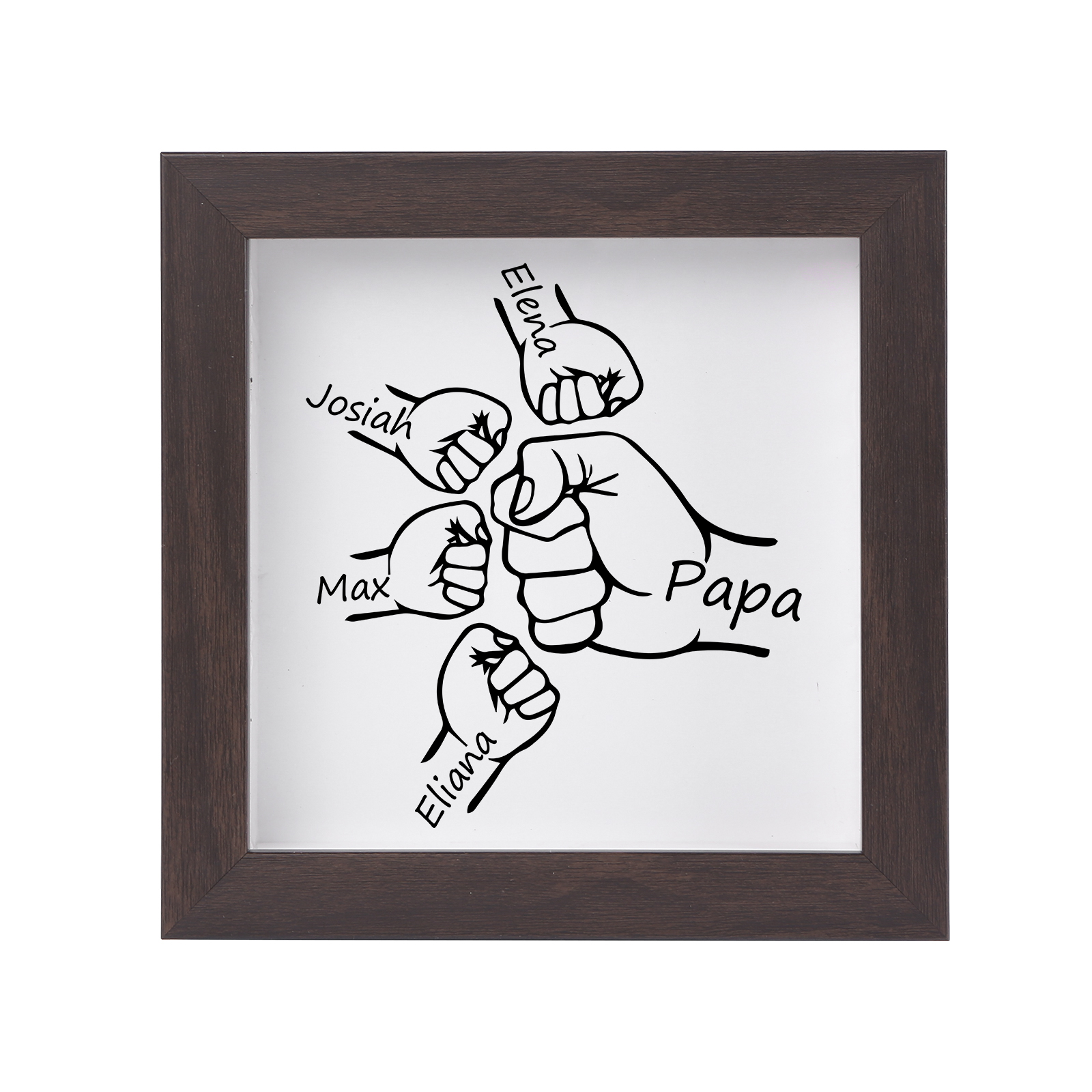 4 Names & 1 Text-Personalised Fist Bump Frame Wooden Ornament Custom P