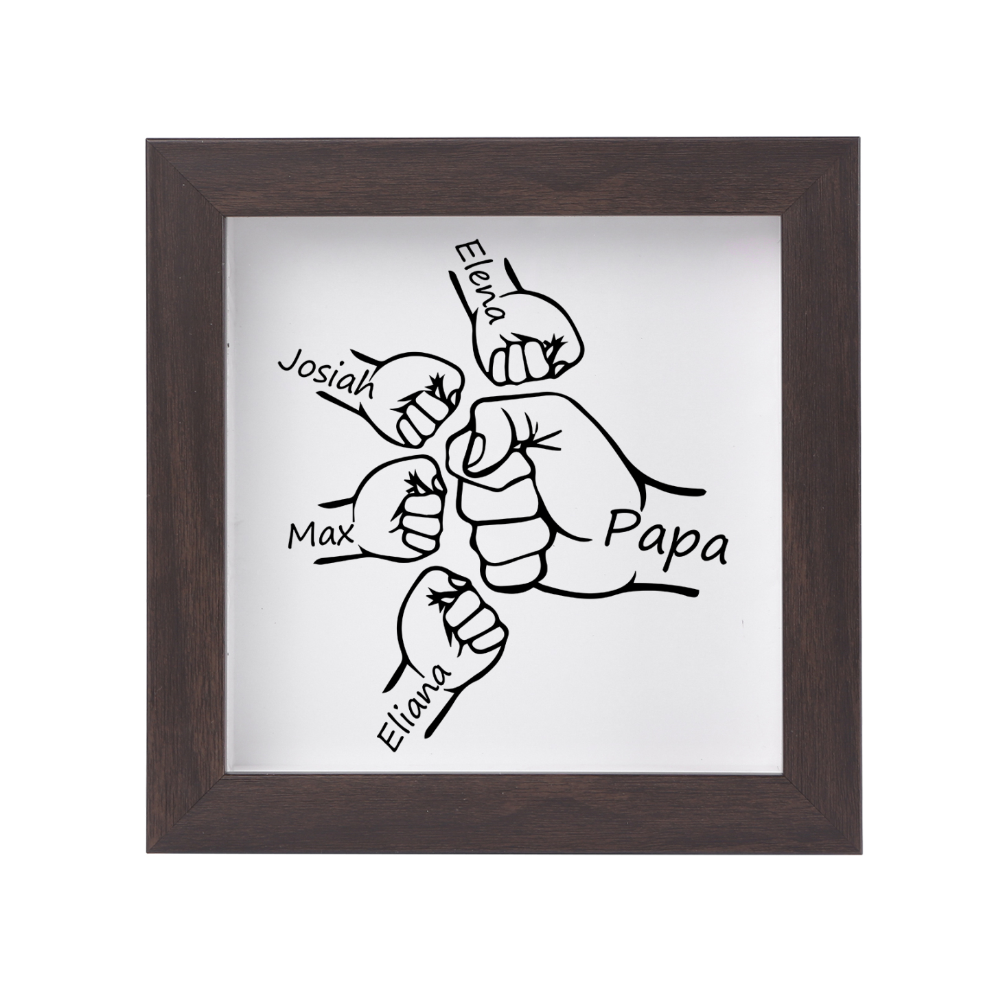4 Names & 1 Text-Personalised Fist Bump Frame Wooden Ornament Custom P