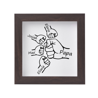 4 Names & 1 Text-Personalised Fist Bump Frame Wooden Ornament Custom P