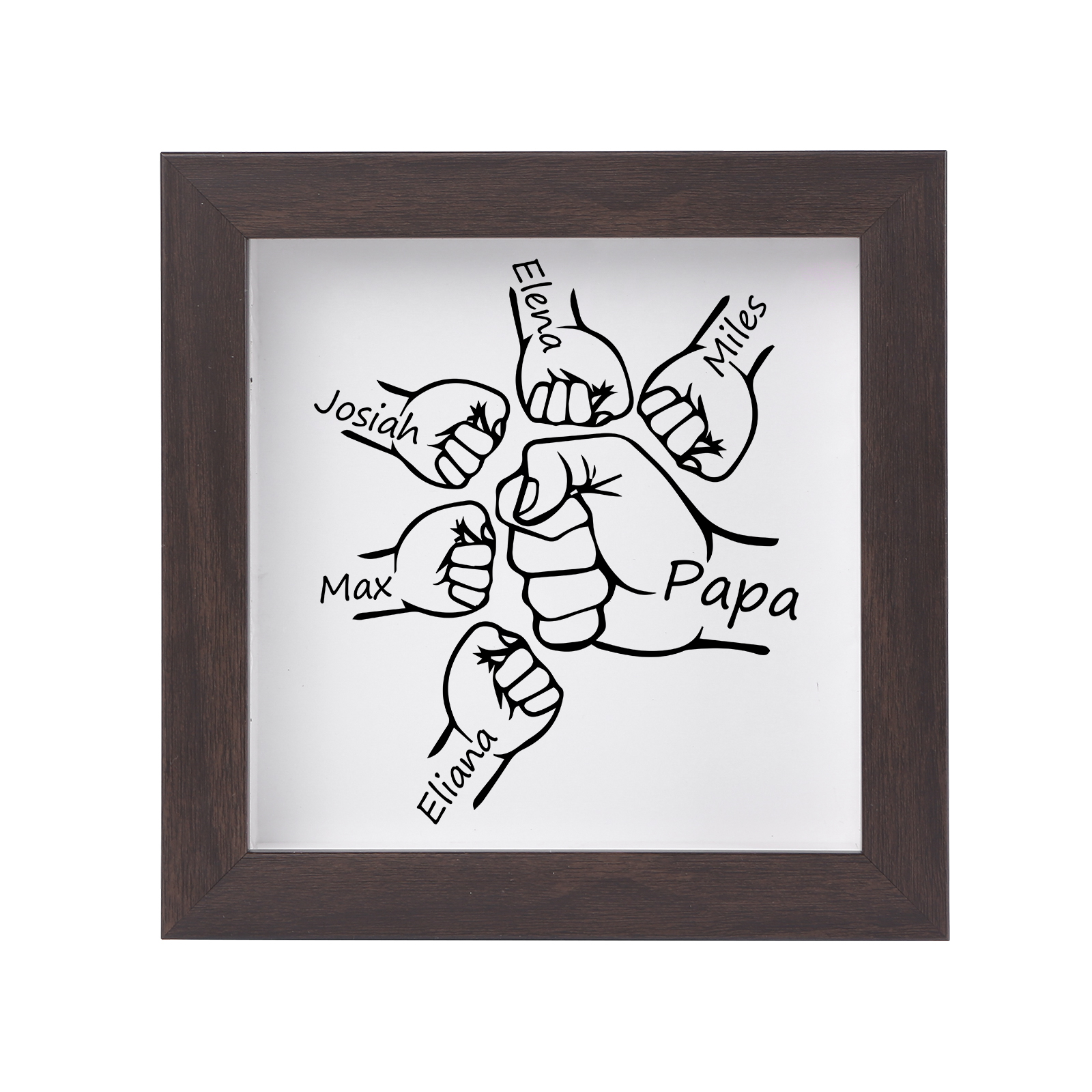 5 Names & 1 Text-Personalised Fist Bump Frame Wooden Ornament Custom P